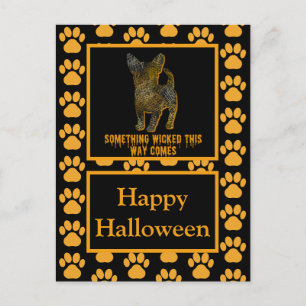 Chihuahua Hund Silhouette Roligt Orange Halloween Vykort