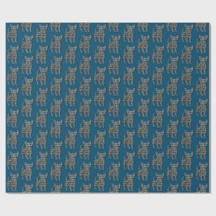 Chihuahua Hund Silhouette Y&B Rrid Line Blue Presentpapper