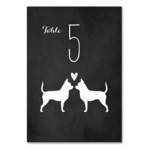 Chihuahua Hund Silhouettes Wedding Reception Bordsnummer