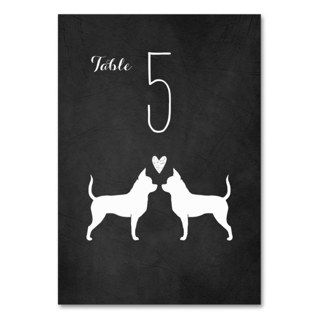 Chihuahua Hund Silhouettes Wedding Reception Bordsnummer (Framsidan)