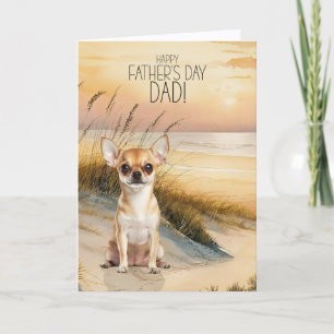 Chihuahua Hund Solnedgång Strand Fars Dag Helgkort