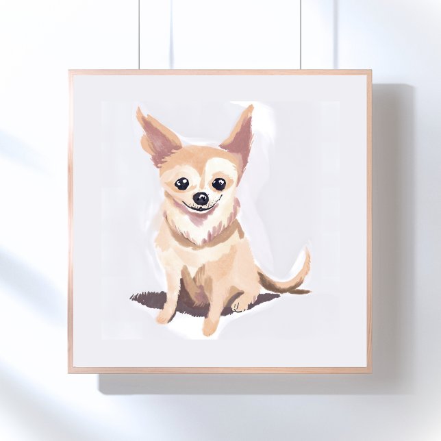 Chihuahua Hund | Söt Hund Husdjur Valp Vattenfärg Poster (Skapare uppladdad)
