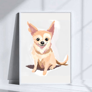 Chihuahua Hund Söt Hund Pet Puppy Akvarell Konst Poster