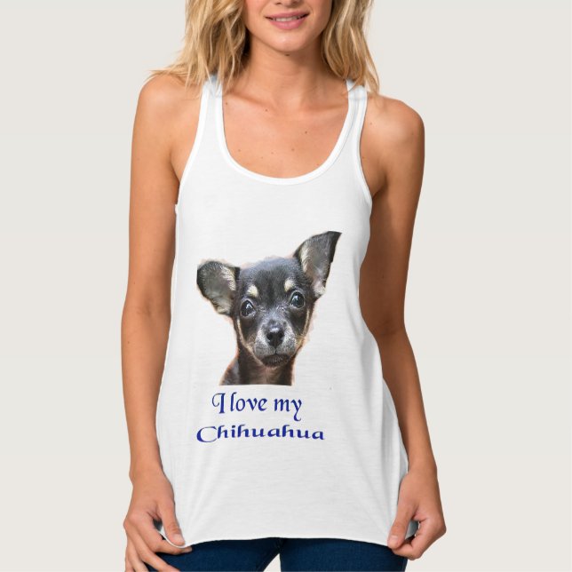 Chihuahua Hund t-shirts Linne Med Racerback (Framsida)