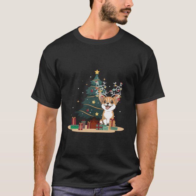 Chihuahua Hund Träd jul Sötare Julafton Hund Kärle T Shirt (Framsida)