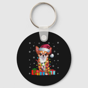 Chihuahua Hund Ugly Julafton Ljus Santa Chihuahua Nyckelring