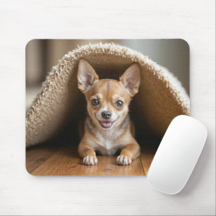 Chihuahua-Hund under Beige Matta Musmatta