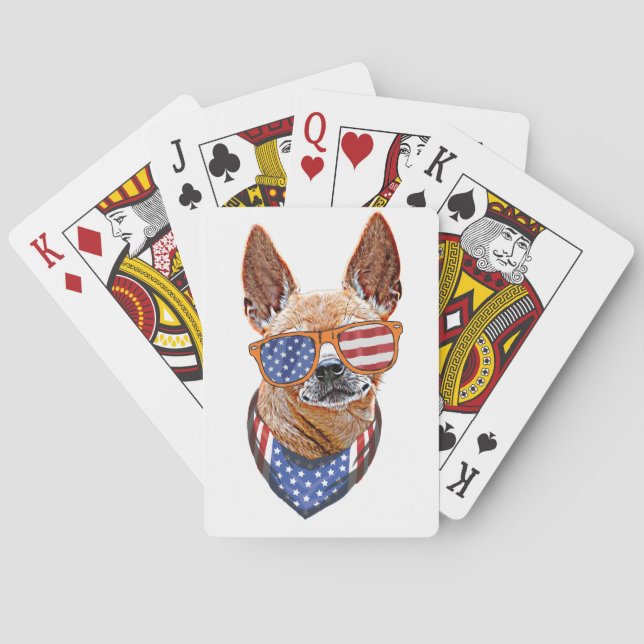 Chihuahua Hund USA American Independence 4 juli Casinokort (Baksidan)