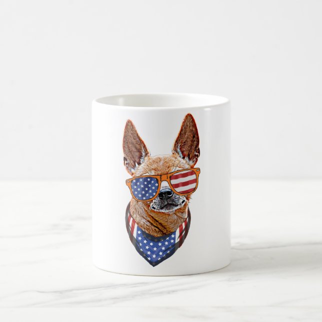 Chihuahua Hund USA American Independence 4 juli Kaffemugg (Center)