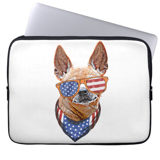 Chihuahua Hund USA American Independence 4 juli Laptop Fodral (Framsidan)