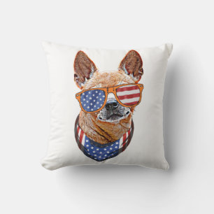 Chihuahua Hund USA Amerikansk Självständighet 4 ju Kudde