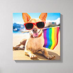 Chihuahua-Hund vid Beach Canvastryck