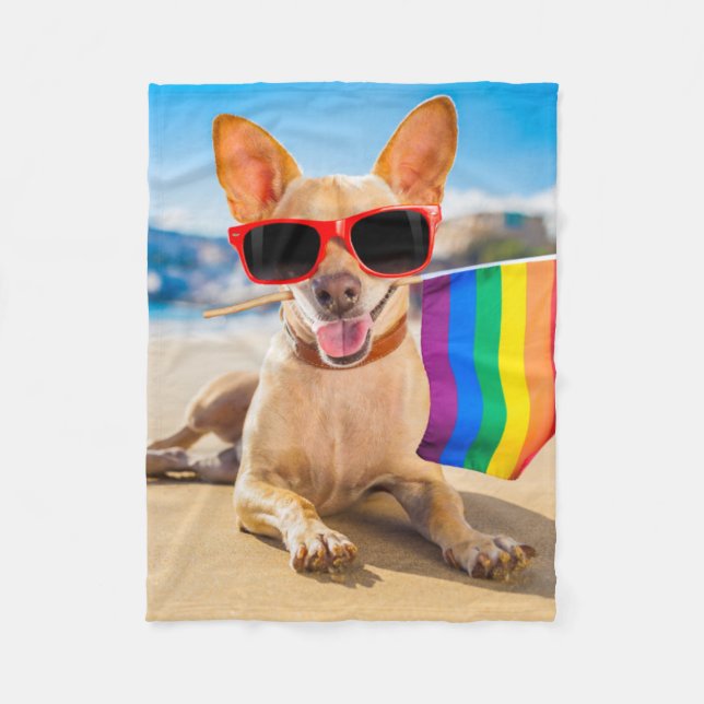 Chihuahua-Hund vid Beach Fleecefilt (Framsidan)