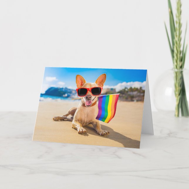 Chihuahua-Hund vid Beach Kort (Framsida)