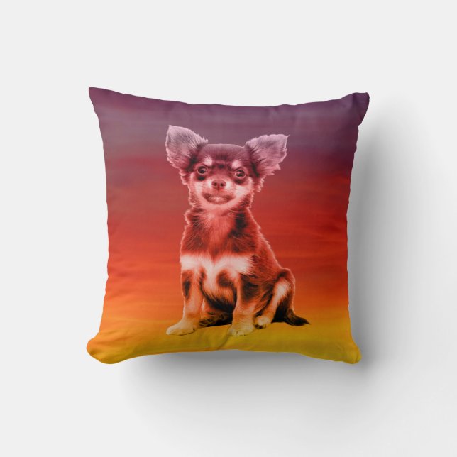 Chihuahua Hund vid Beach Kudde (Framsida)