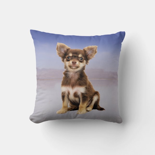 Chihuahua Hund vid Beach Kudde (Framsida)