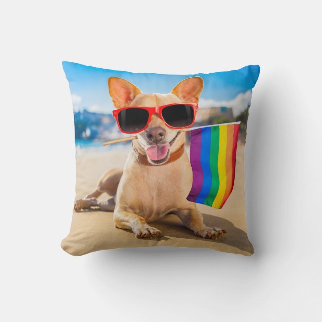Chihuahua-Hund vid Beach Kudde (Framsida)