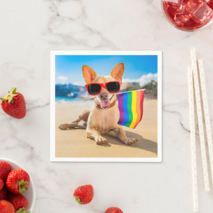 Chihuahua-Hund vid Beach Pappersservett