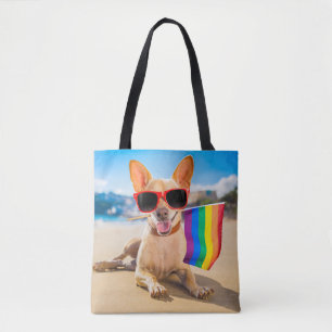 Chihuahua-Hund vid Beach Tygkasse