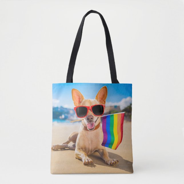 Chihuahua-Hund vid Beach Tygkasse (Framsida)