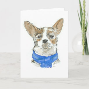 Chihuahua Hund Watercolor HÄLSNINGSKORT, blank Kort