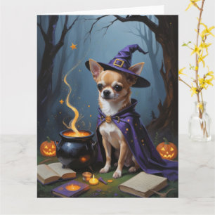 Chihuahua Hund Whimsical Halloween-målning Kort