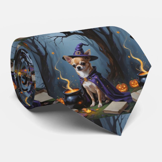 Chihuahua Hund Whimsical Halloween-målning Slips (Rullad)
