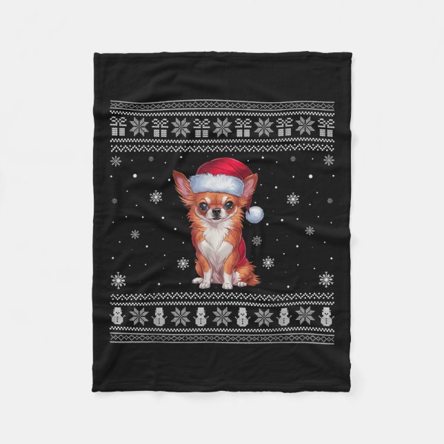 Chihuahua Hundälskare Manar Women Santa Ugly Julaf Fleecefilt (Framsidan)