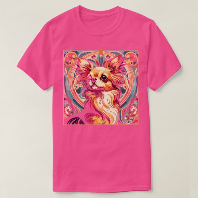 Chihuahua Hundälskares Design Art Deco Stil T Shirt (Design framsida)