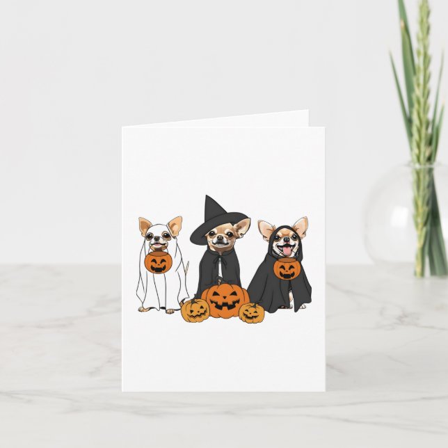 Chihuahua Hundar Älskare Ghost Witch Mummy Hallowe Kort (Framsida)
