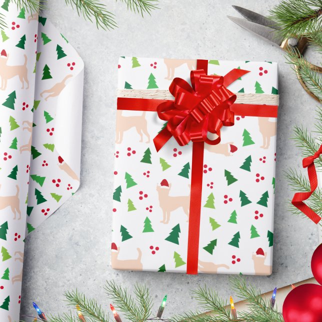 Chihuahua Hundar i Santa Hats jul WHITE Presentpapper (Chihuahua dogs Christmas Wrapping Paper in White)