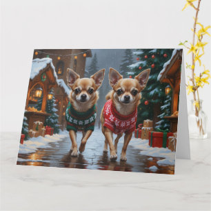 Chihuahua Hundar jul jul Snö Helgdag Kort