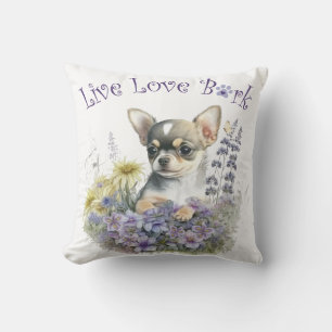 Chihuahua Hundmamma Blommig Kudde