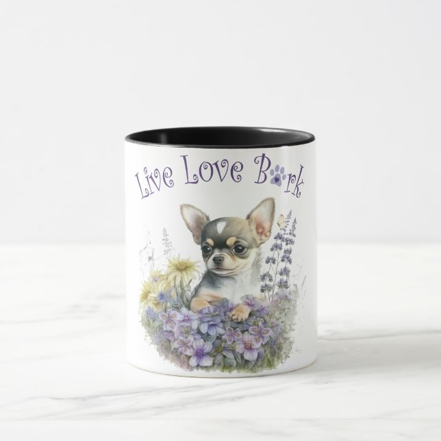 Chihuahua Hundmamma Blommig Mugg (Center)