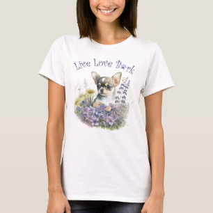 Chihuahua Hundmamma Blommig T Shirt
