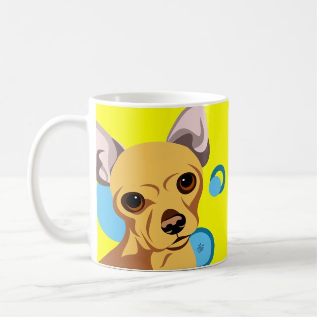 Chihuahua hundporträtt kaffemugg (Vänster)