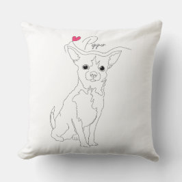 Chihuahua Husdjurs Linje Konst med Namn Kudde