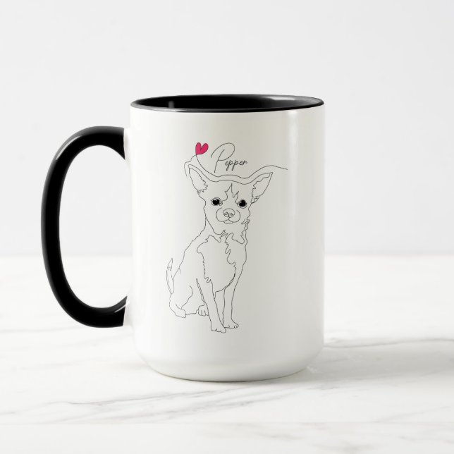 Chihuahua Husdjurs Linje Konst med Namn Mugg (Vänster)