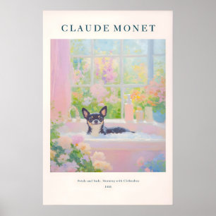 Chihuahua i badkar konsttryck i Monet-stil Poster