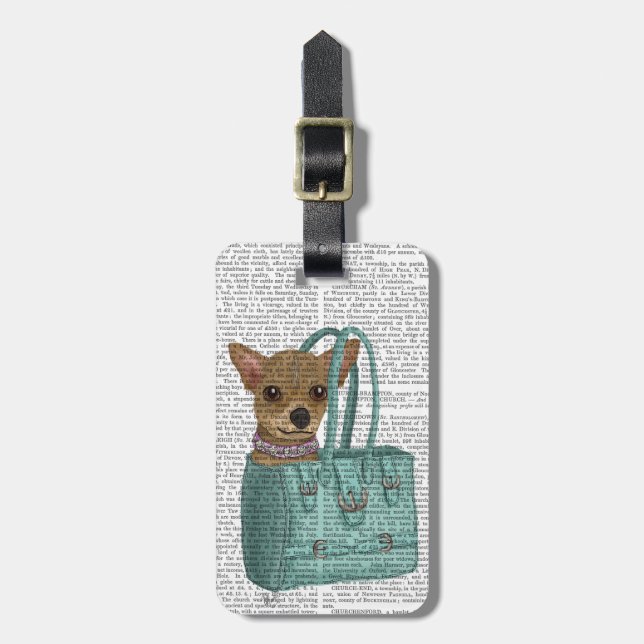 Chihuahua i bag bagagebricka (Vertikal Framsida)