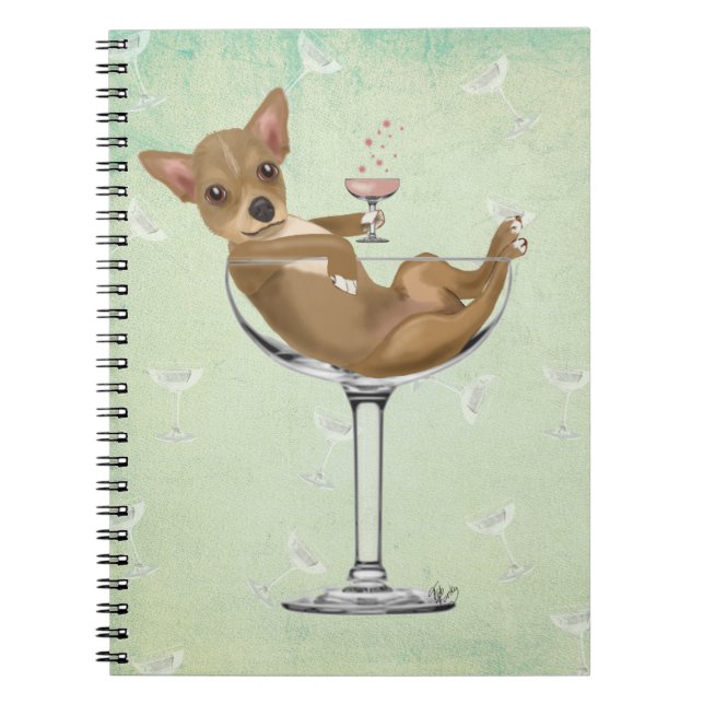 Chihuahua i Cocktail Glass Anteckningsbok (Framsidan)