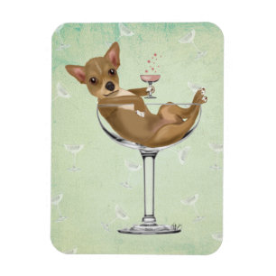 Chihuahua i Cocktail Glass Magnet