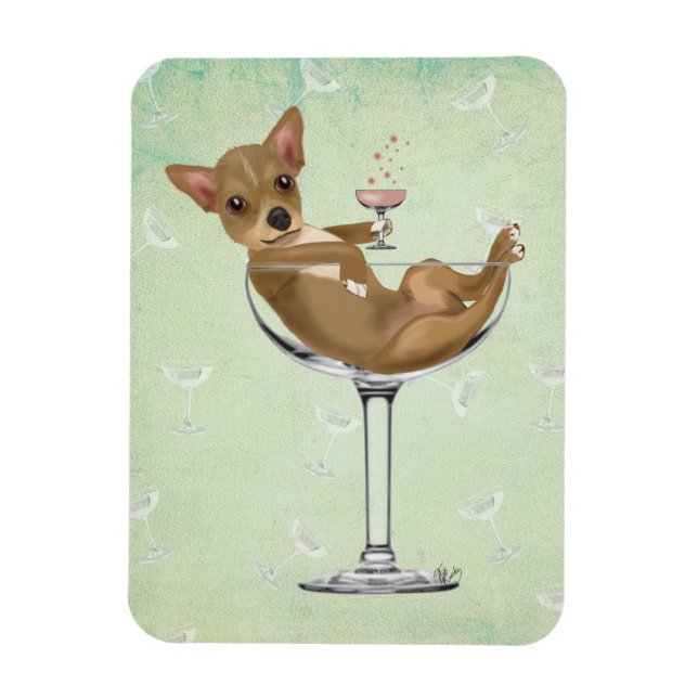 Chihuahua i Cocktail Glass Magnet (Vertikal)