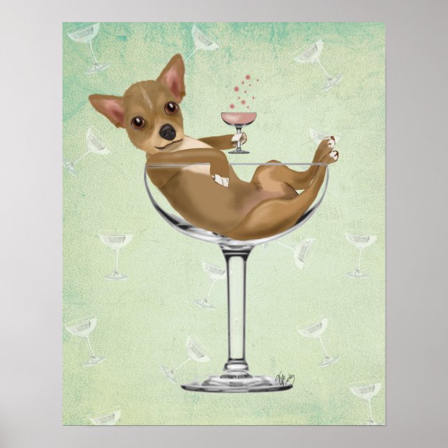 Chihuahua i Cocktail Glass Poster (Framsidan)