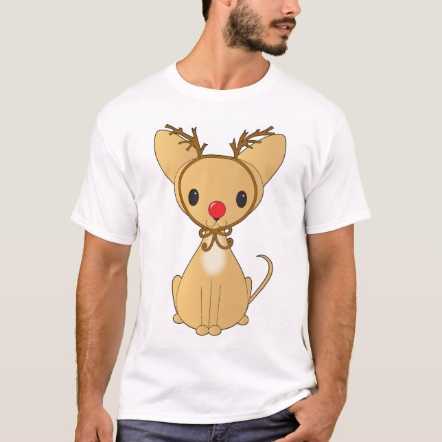 Chihuahua i den Rudolf dräkten T-shirt (Framsida)