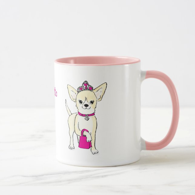 Chihuahua i ett tiara personlig mugg (Höger)