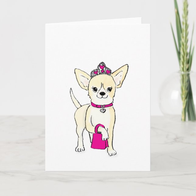 Chihuahua i ett tiarakort kort (Framsida)