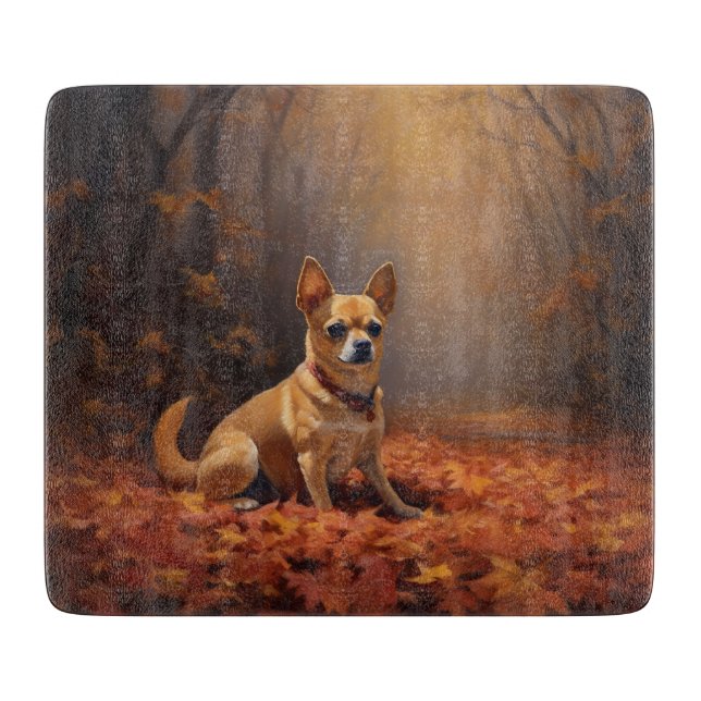 Chihuahua i höstlöv fall inspirerar (Framsidan)