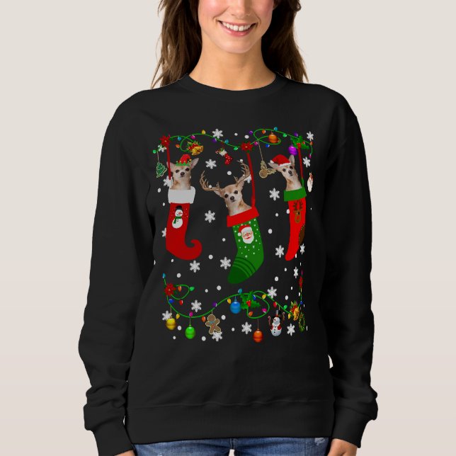 Chihuahua i julklapp Reindeer Santa Chihua T Shirt (Framsida)