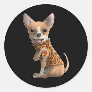Chihuahua I Kärlek Mamma Tattoo Hund tröja Funny M Runt Klistermärke